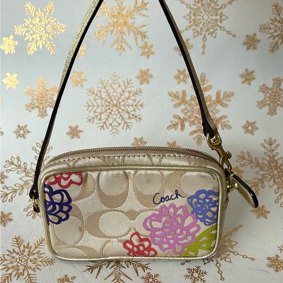 Coach Vintage Signature Floral Appliqué Mini Top Handle Bag/Wristlet - Picture 3 of 8